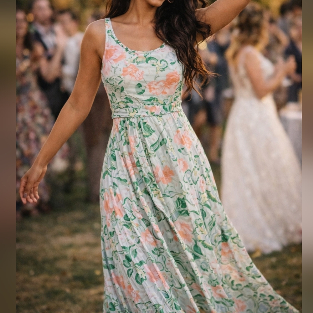 $449 CK Bradley Cleopatra Maxi Dress in Cordelia Sky Multi